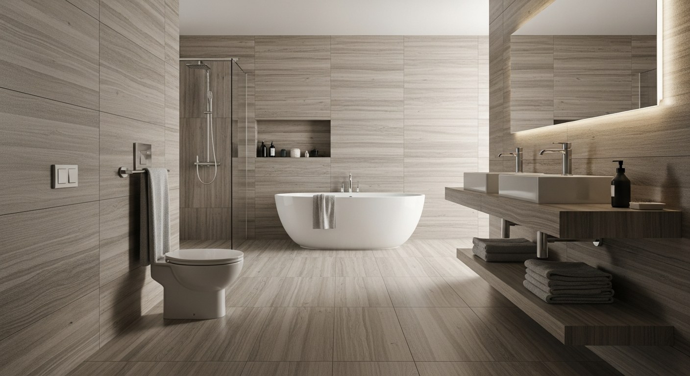 Интерьер с керамогранитом Kauri Laminam от КерамогранитРус, общий вид