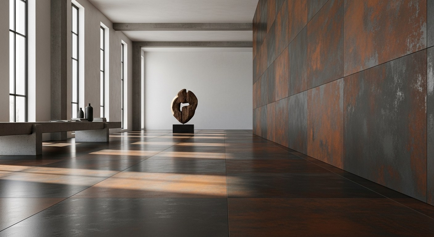 Интерьер с керамогранитом Oxide Laminam от КерамогранитРус